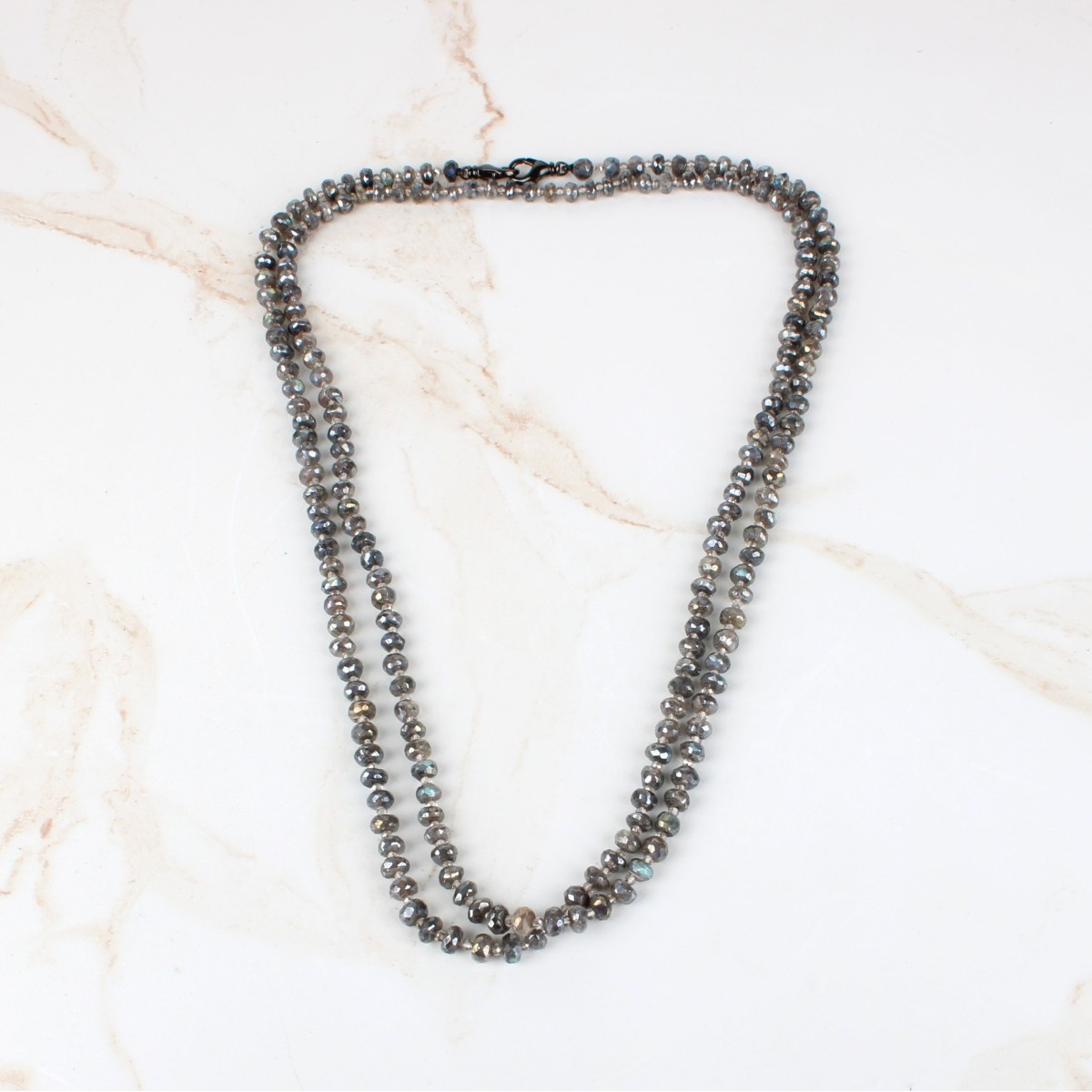 Long Labradorite Bead Necklace