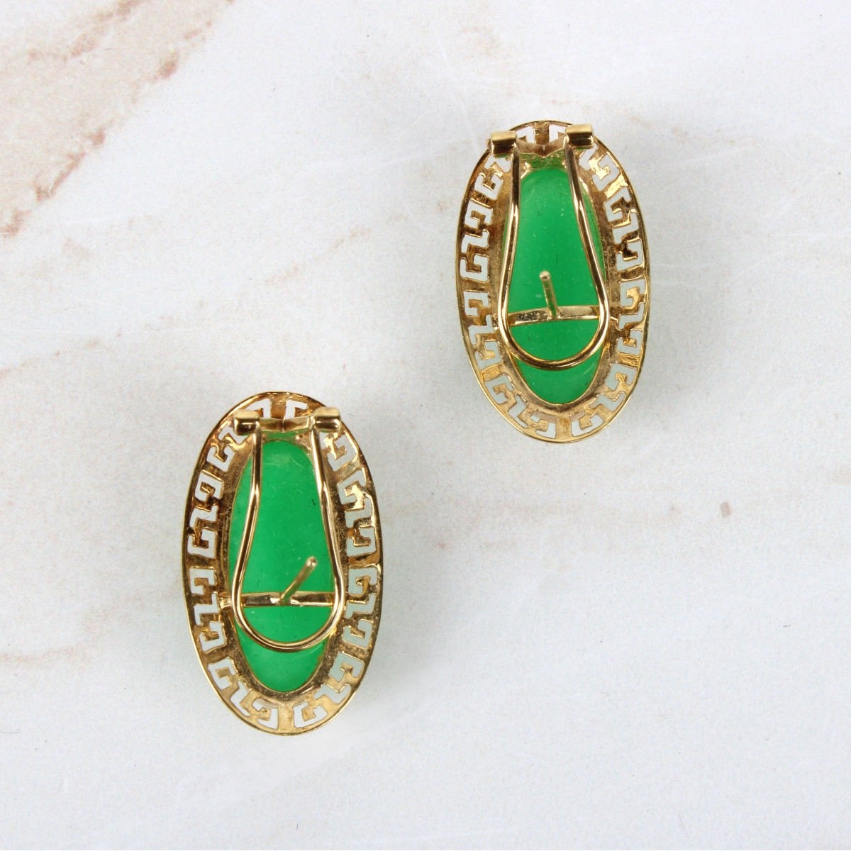 Chrysoprase and 14K Earrings