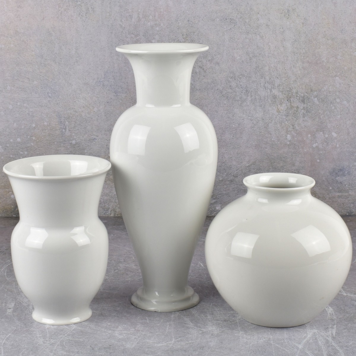 Vintage White KPM Berlin White Porcelain Vases