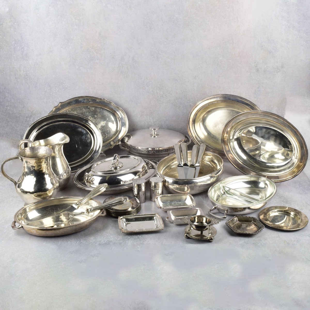 Large Box Lot of Silver Plated Pieces
