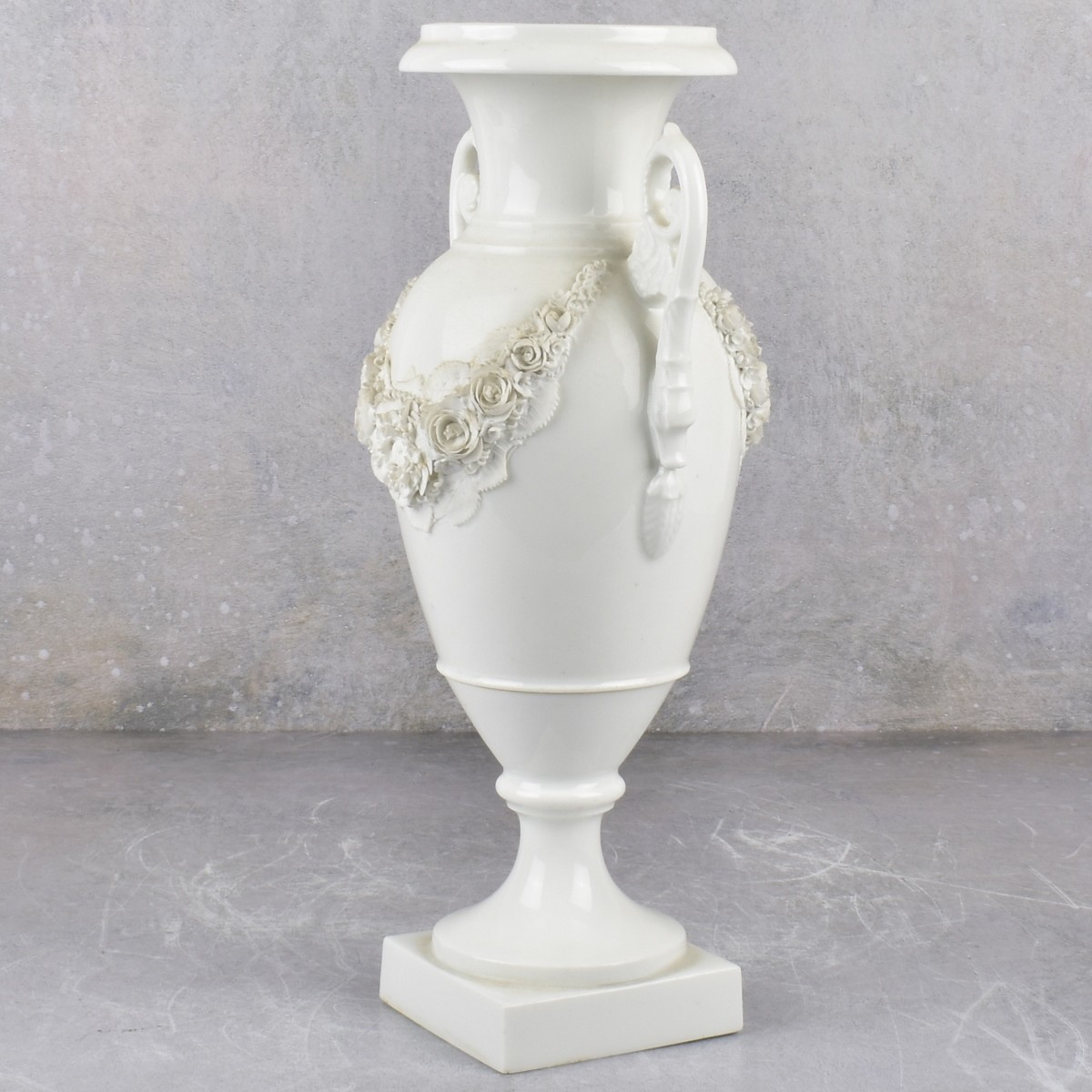Vintage White Glazed Porcelain Urn Shape Vases
