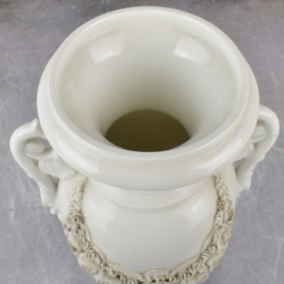 Vintage White Glazed Porcelain Urn Shape Vases