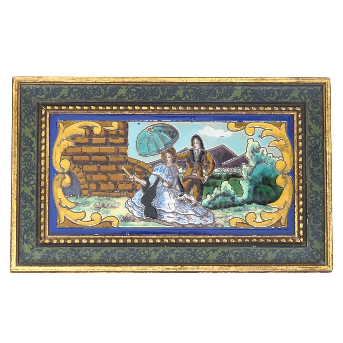 Vintage Majolica Ceramic Tile/ Plaque