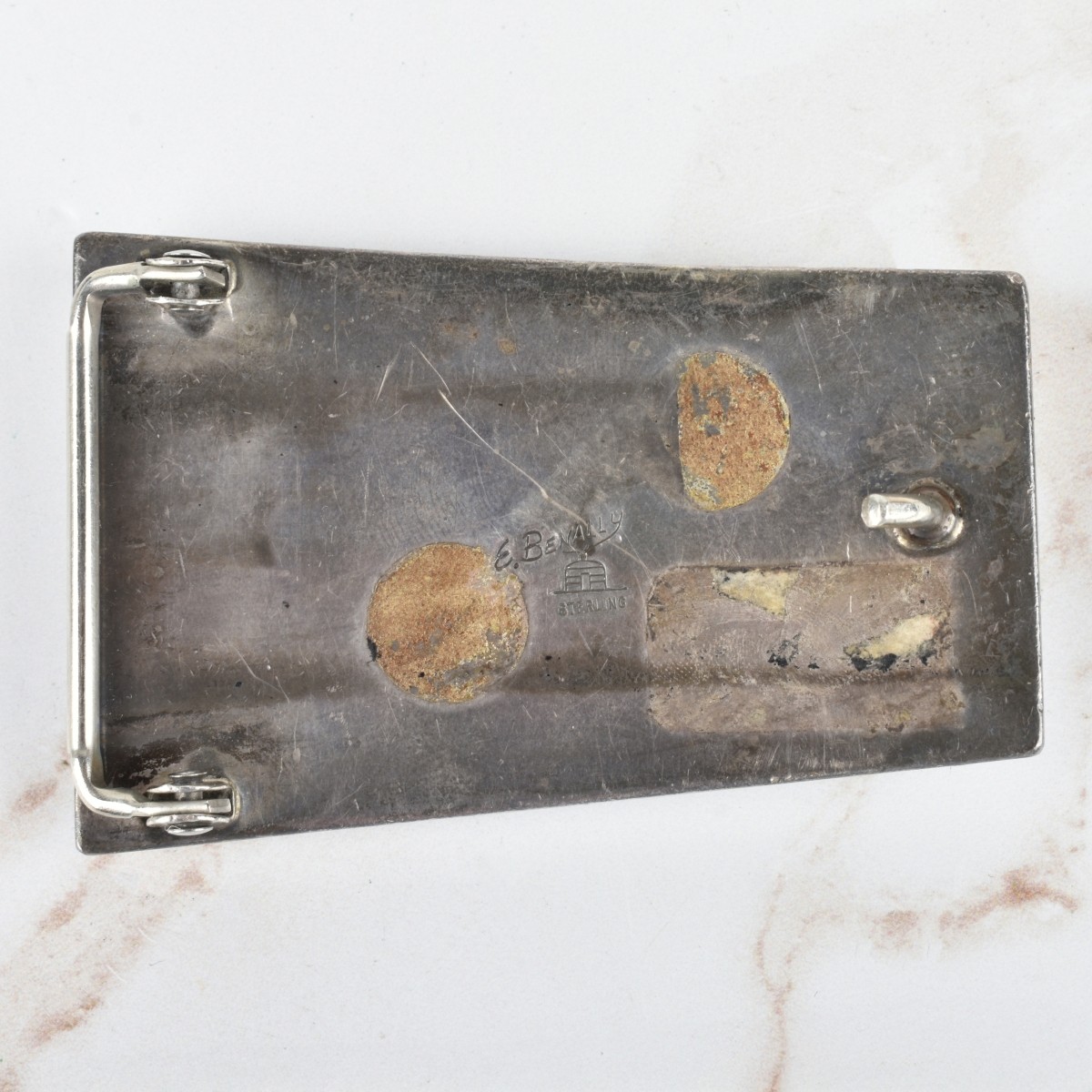 Zuni Hardstone and Silver Belt Buckle