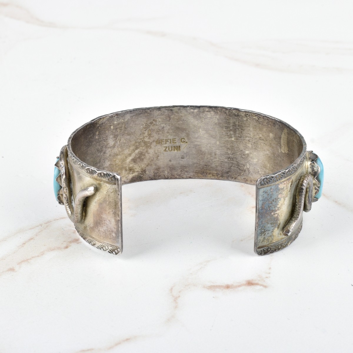 Zuni Coral, Turquoise and Silver Bracelet