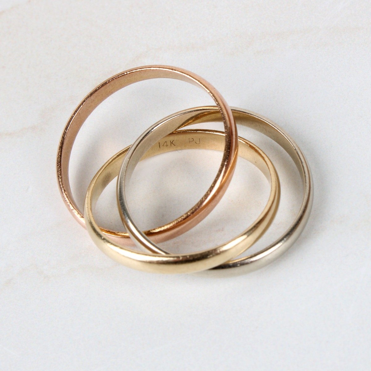 14K Tri-color Trinity Ring