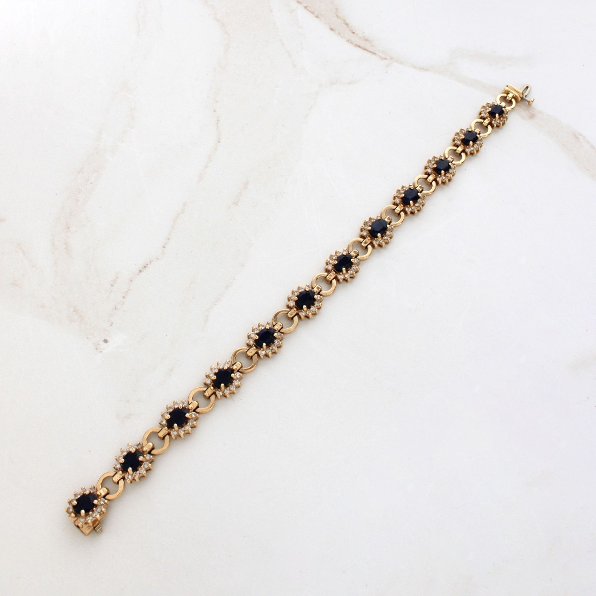 Sapphire, Diamond and 14K Bracelet