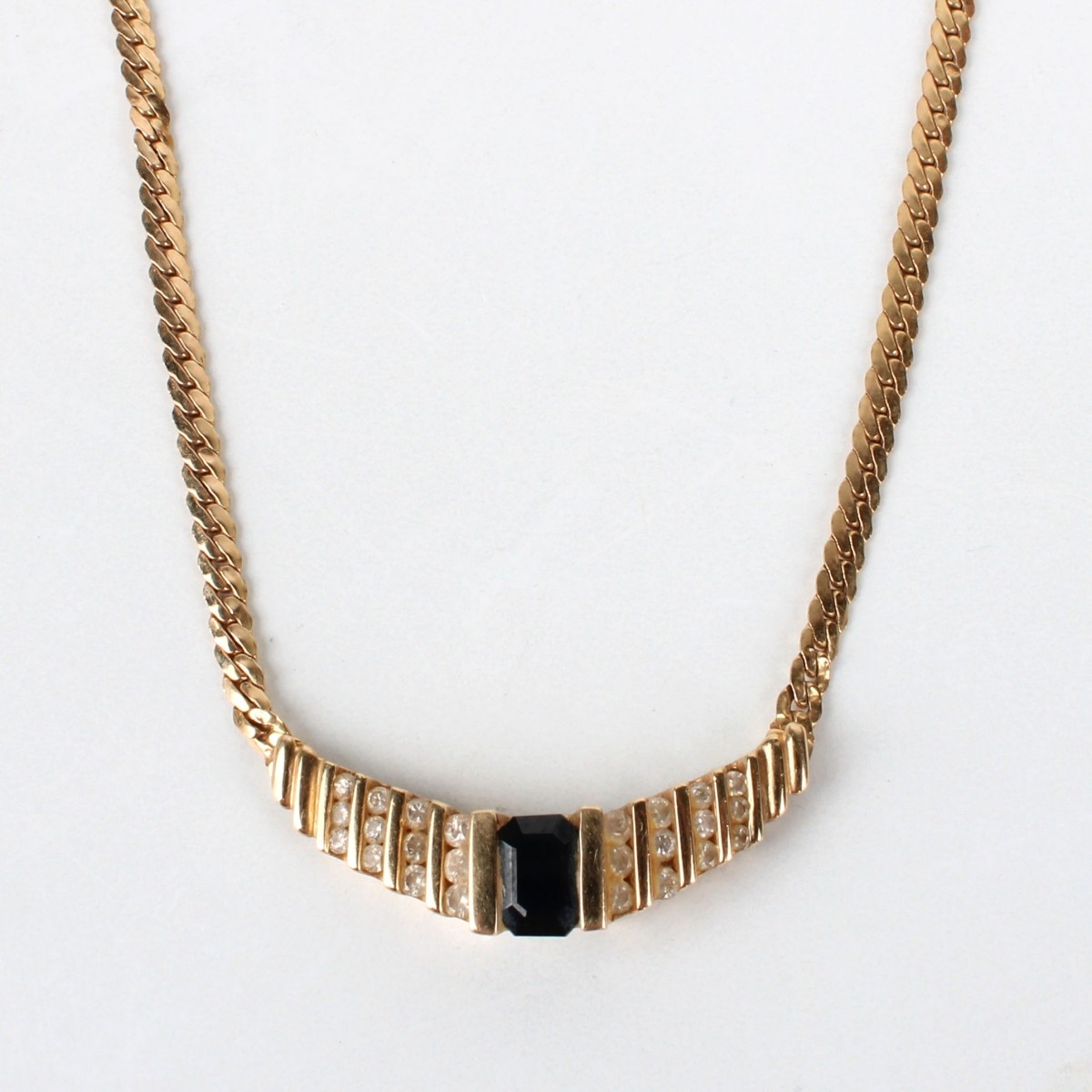 Sapphire, Diamond and 14K Necklace