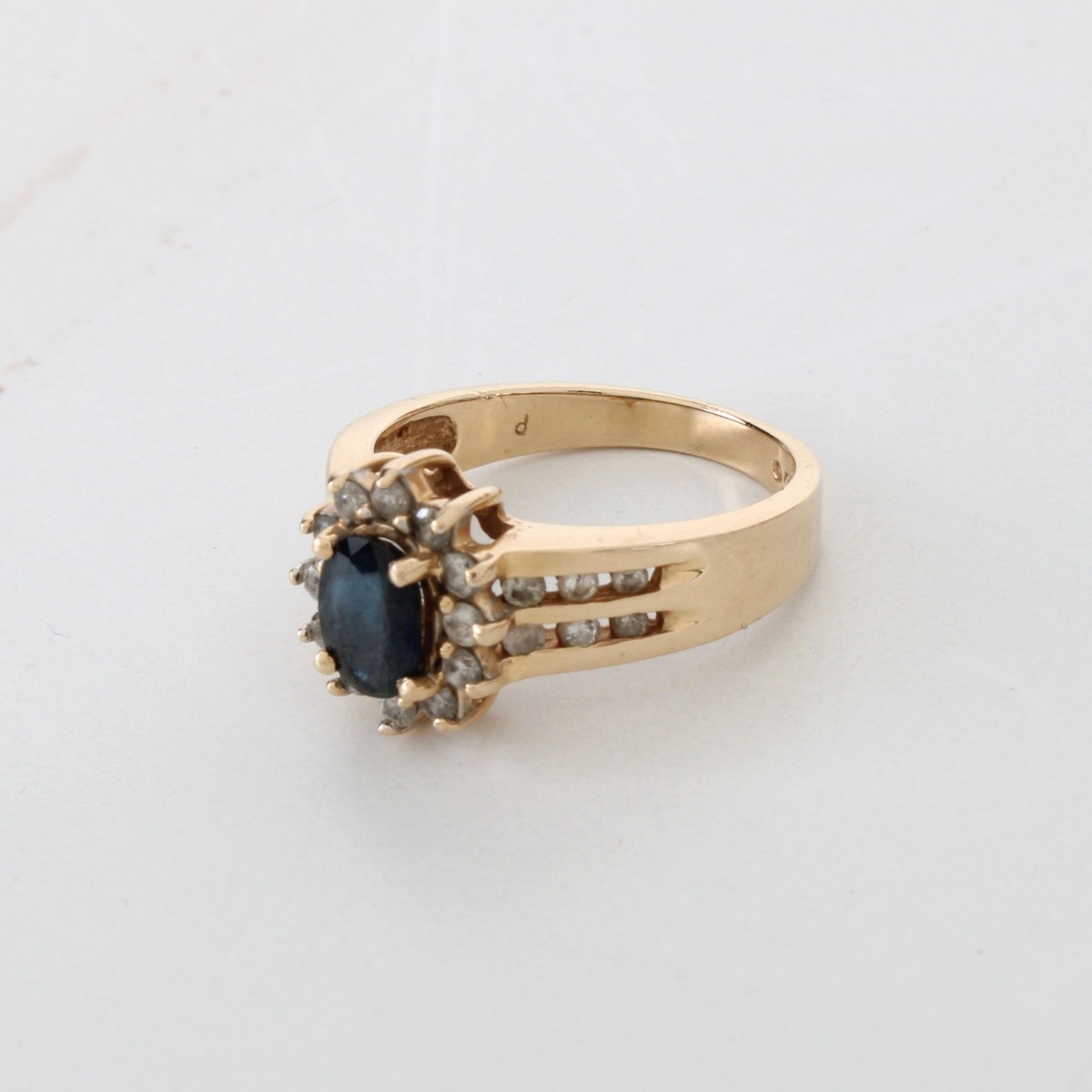 Sapphire, Diamond and 14K Ring