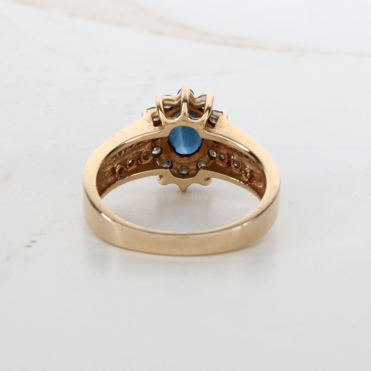 Sapphire, Diamond and 14K Ring