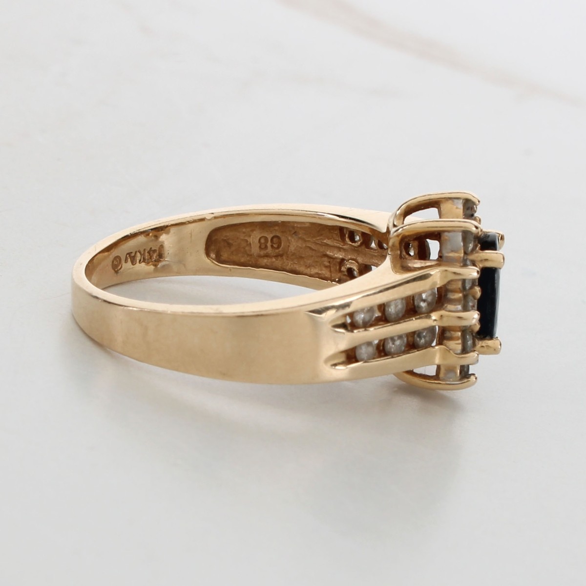 Sapphire, Diamond and 14K Ring