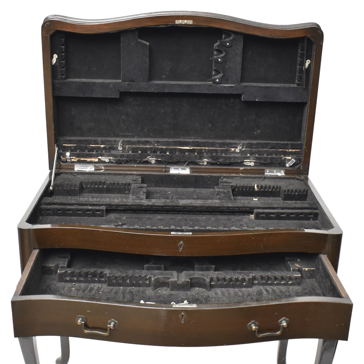 Vintage Queen Ann Style Wood Silver Chest