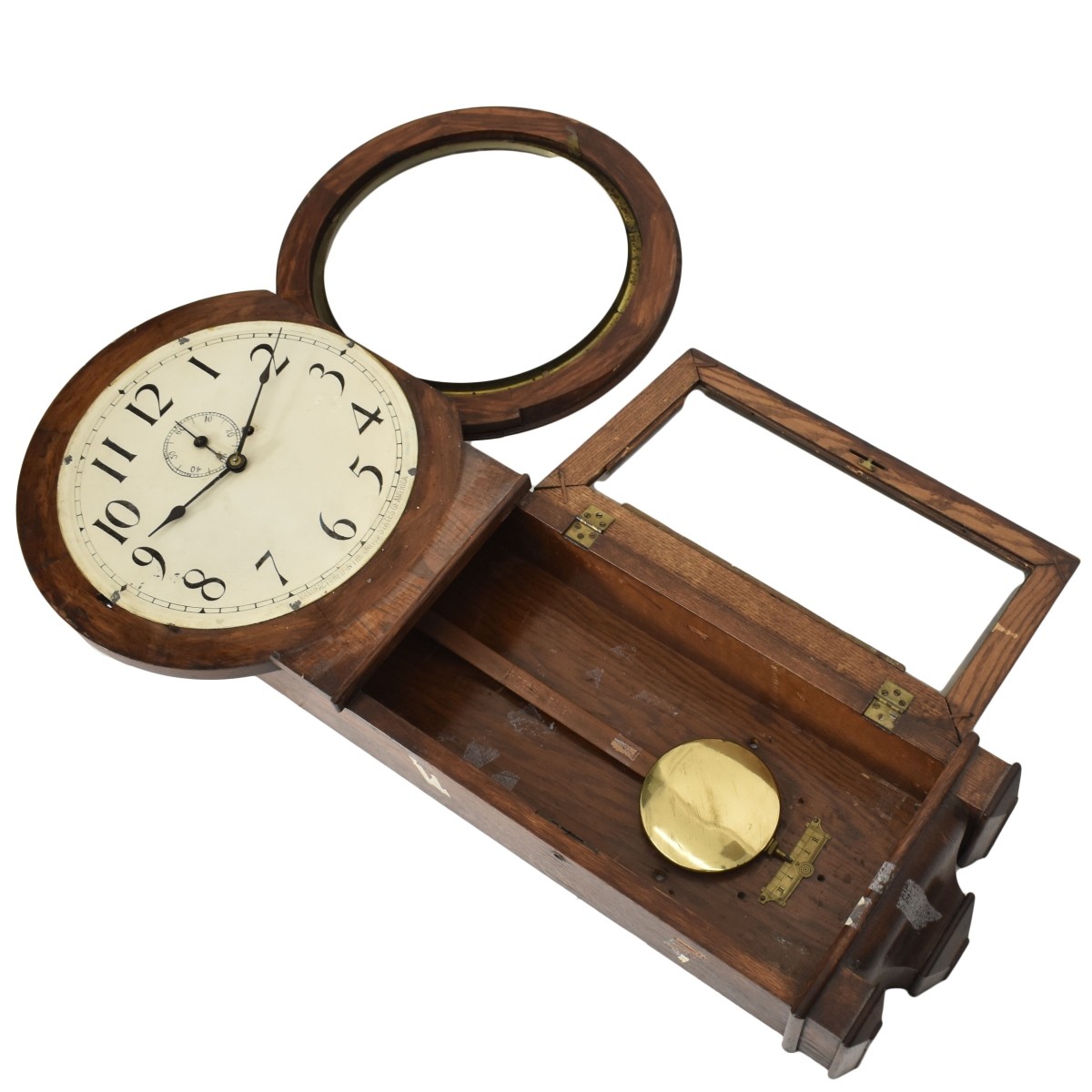 Antique Oak One Weight Regulator Wall Clock