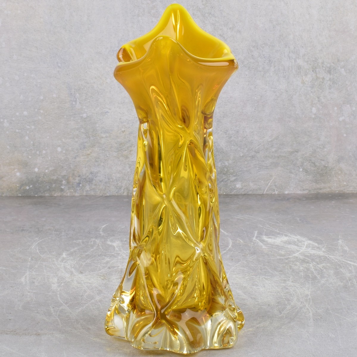 Vintage Honey Amber Glass Vase