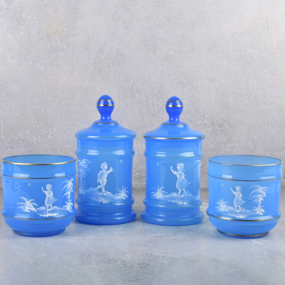 Vintage Mary Gregory Blue Opaline Glass
