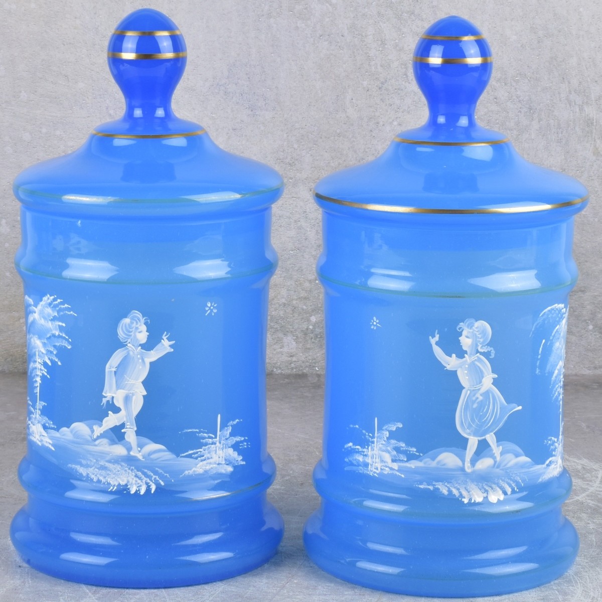 Vintage Mary Gregory Blue Opaline Glass