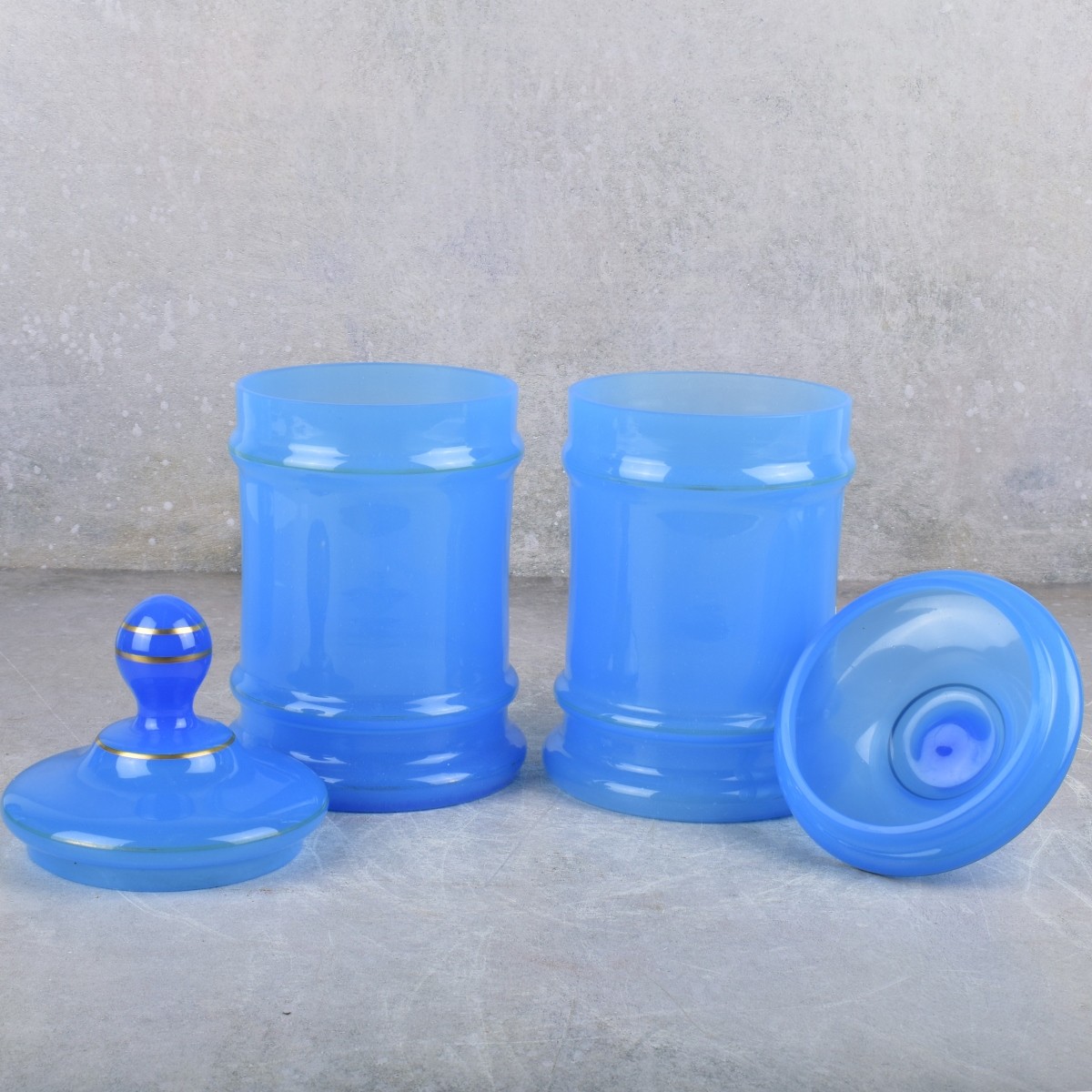 Vintage Mary Gregory Blue Opaline Glass