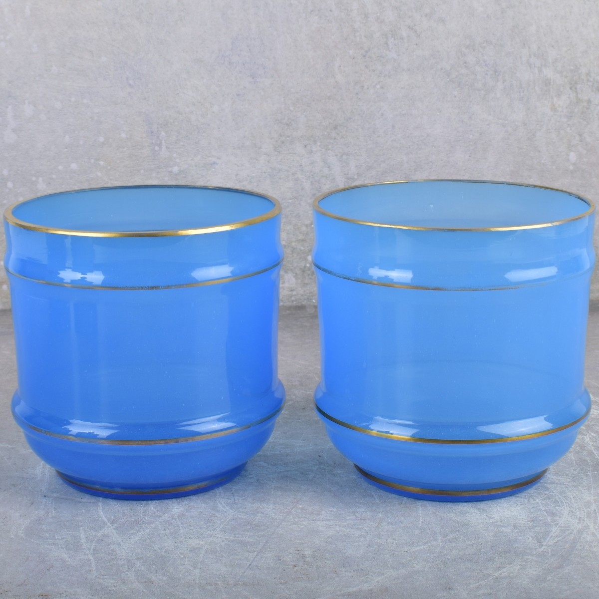 Vintage Mary Gregory Blue Opaline Glass