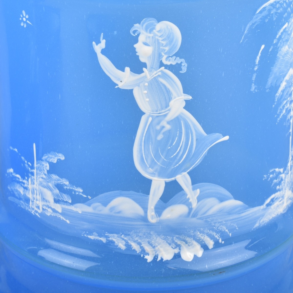 Vintage Mary Gregory Blue Opaline Glass