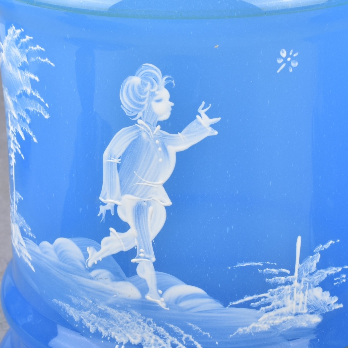 Vintage Mary Gregory Blue Opaline Glass