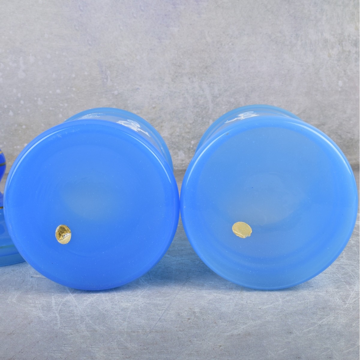 Vintage Mary Gregory Blue Opaline Glass