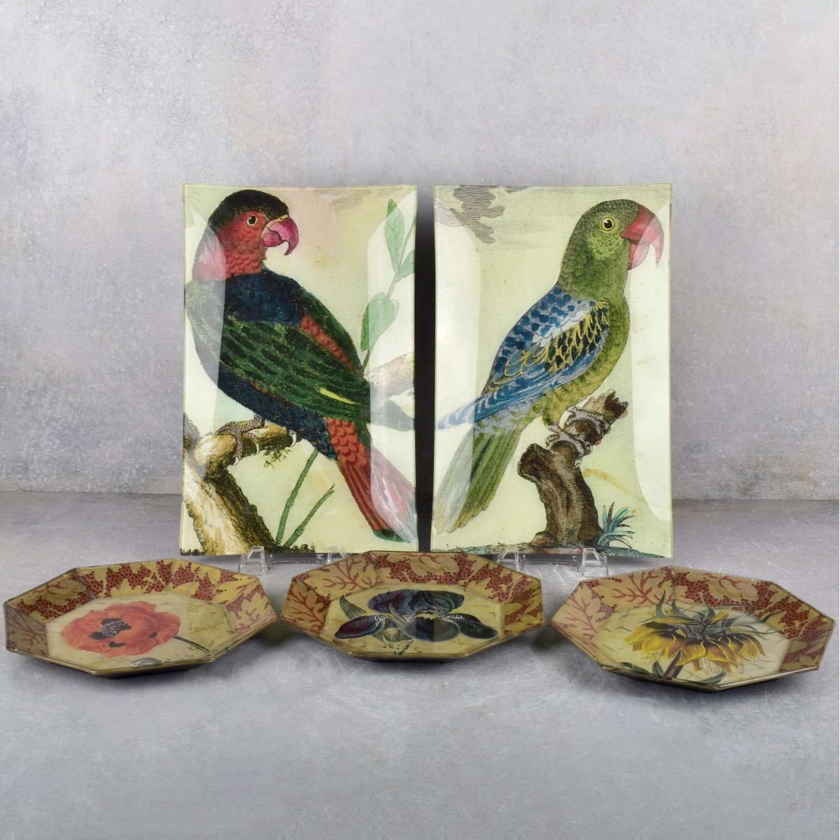 John Derian Decoupage Glass Trays/Plates