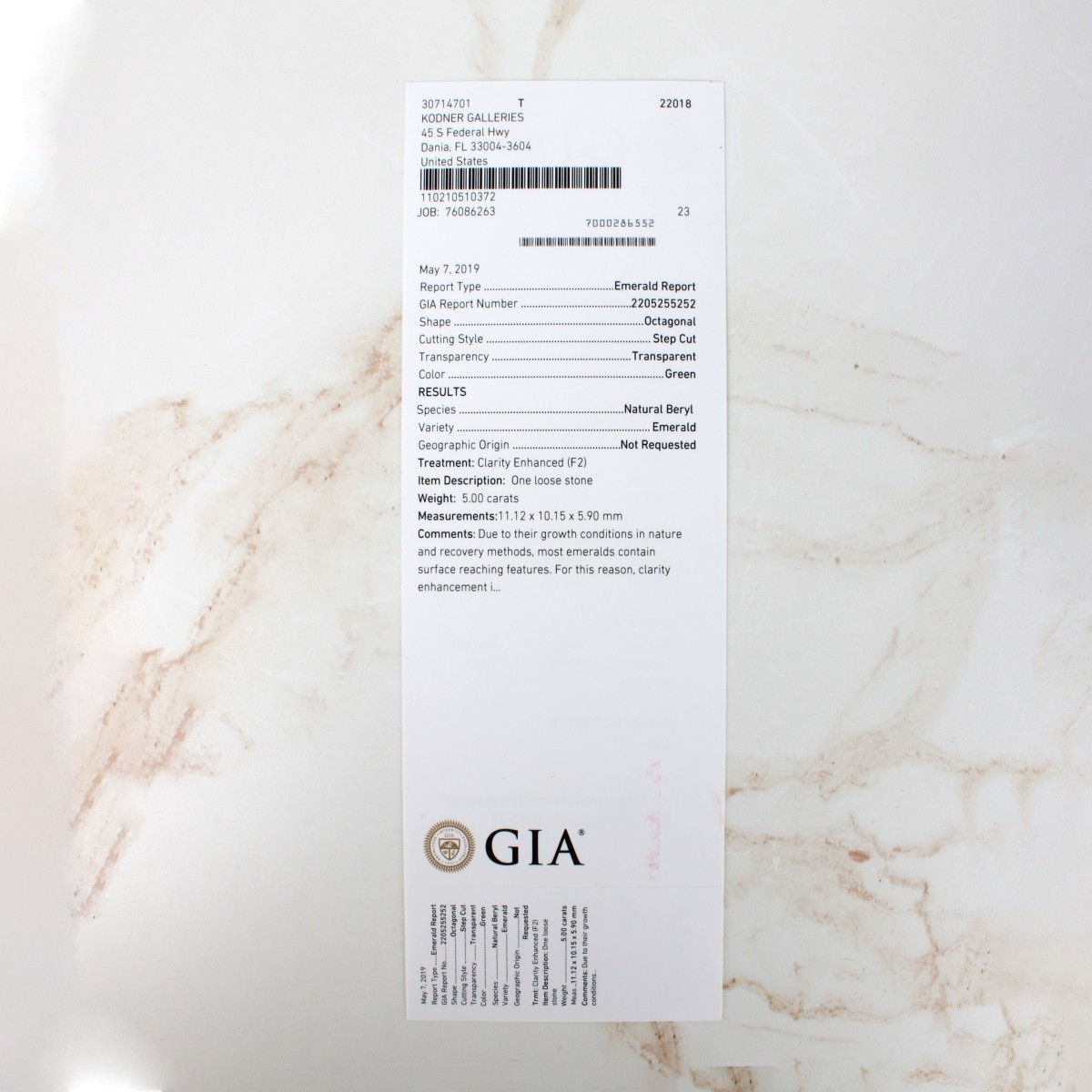 GIA 5.0Ct Colombian Emerald