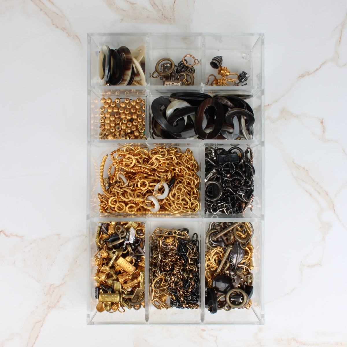 Tray Lot of Assorted Jewelry Parts