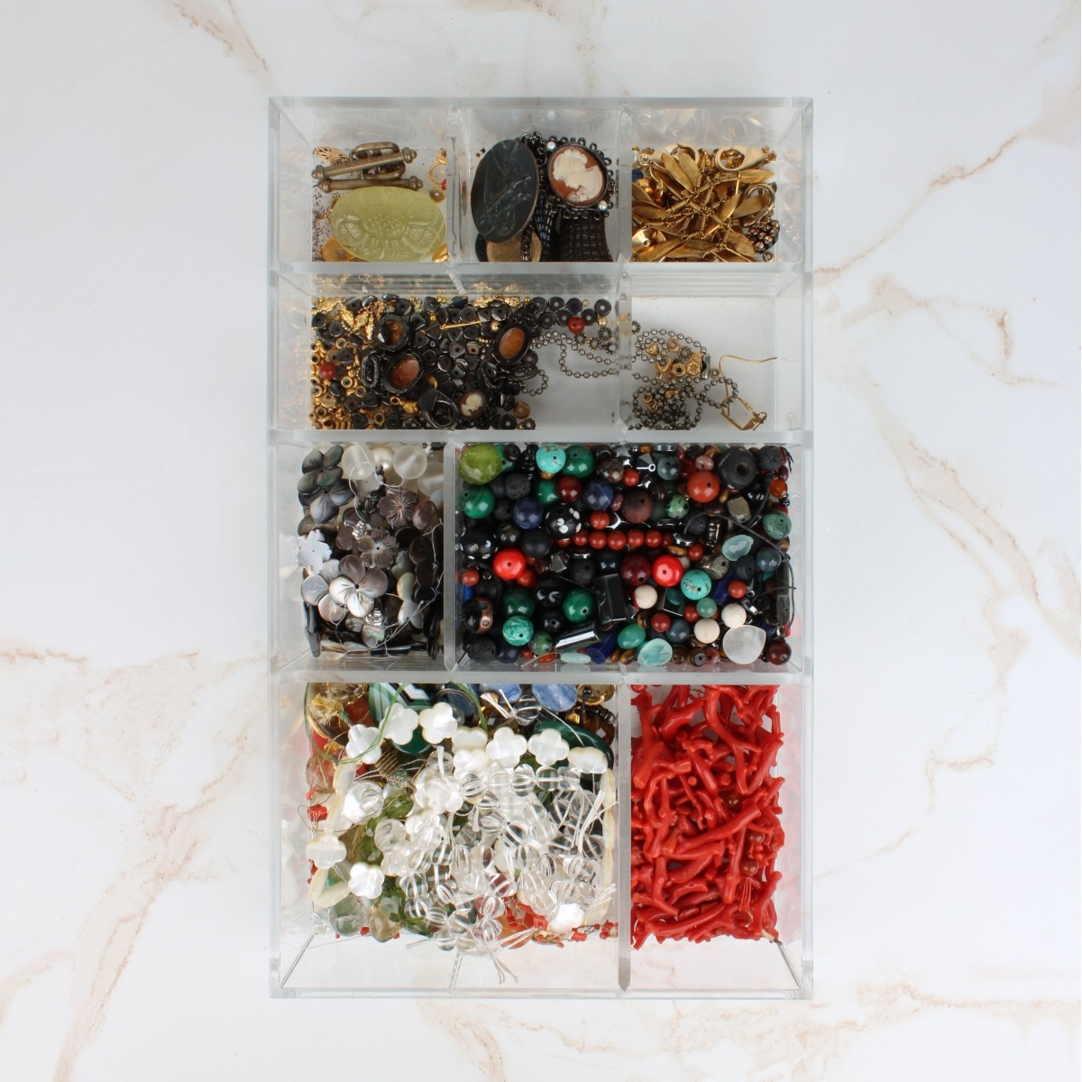 Tray Lot of Assorted Jewelry Parts