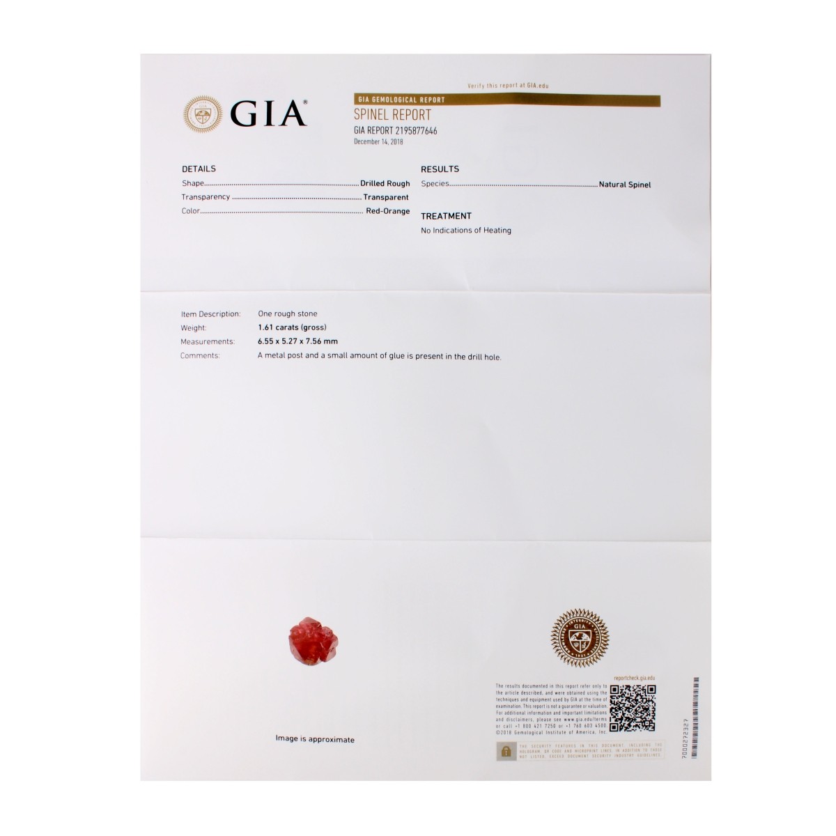 GIA 1.61 Carat Spinel