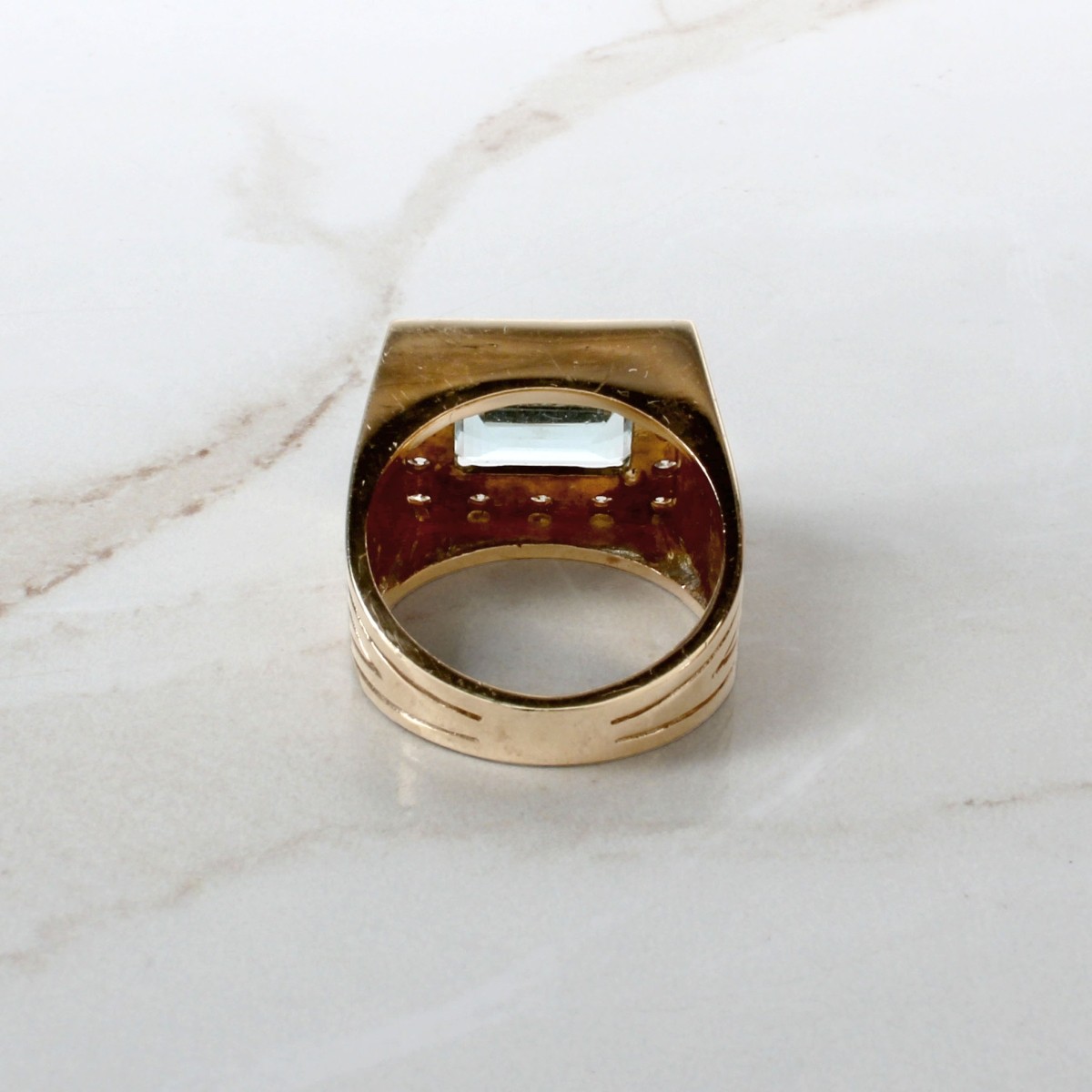 Aquamarine, Diamond and 14K Ring