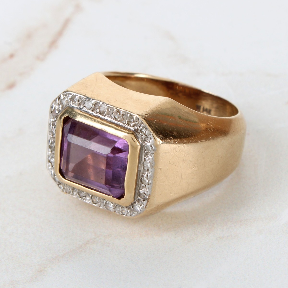 Amethyst, Diamond and 14K Ring