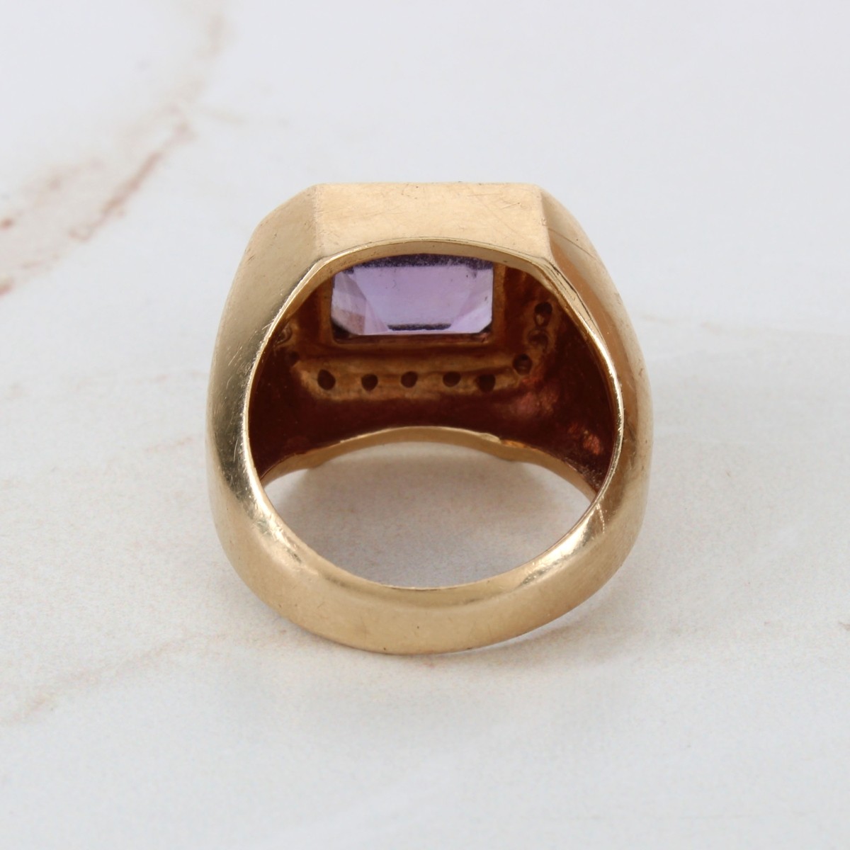Amethyst, Diamond and 14K Ring