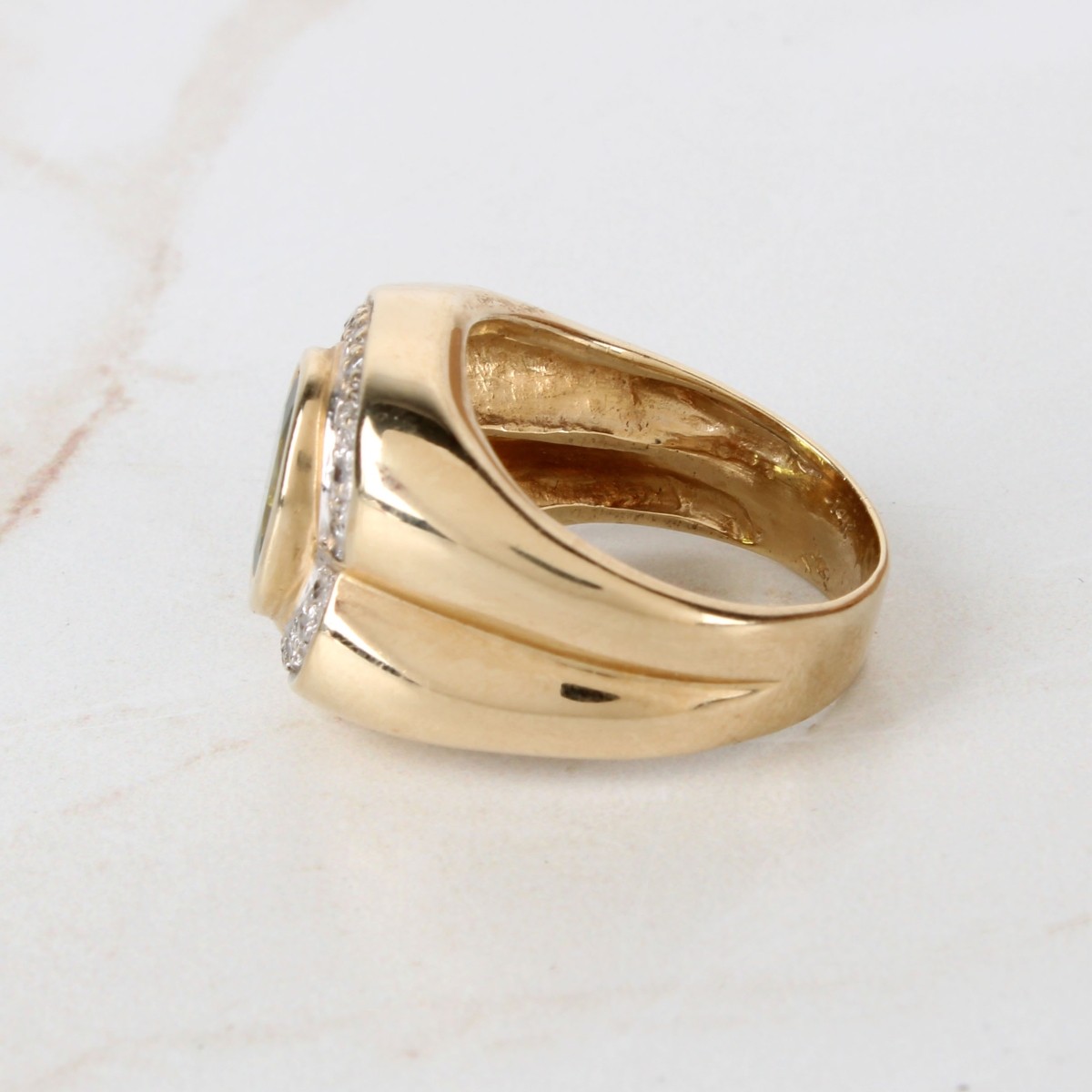 Peridot, Diamond and 14K Ring