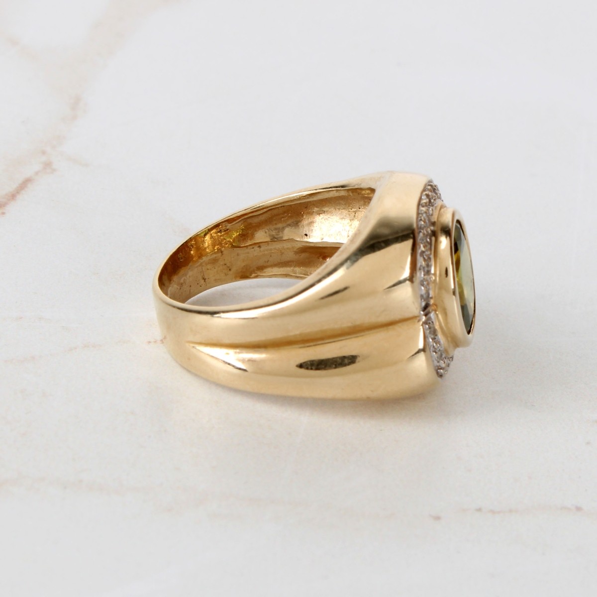 Peridot, Diamond and 14K Ring