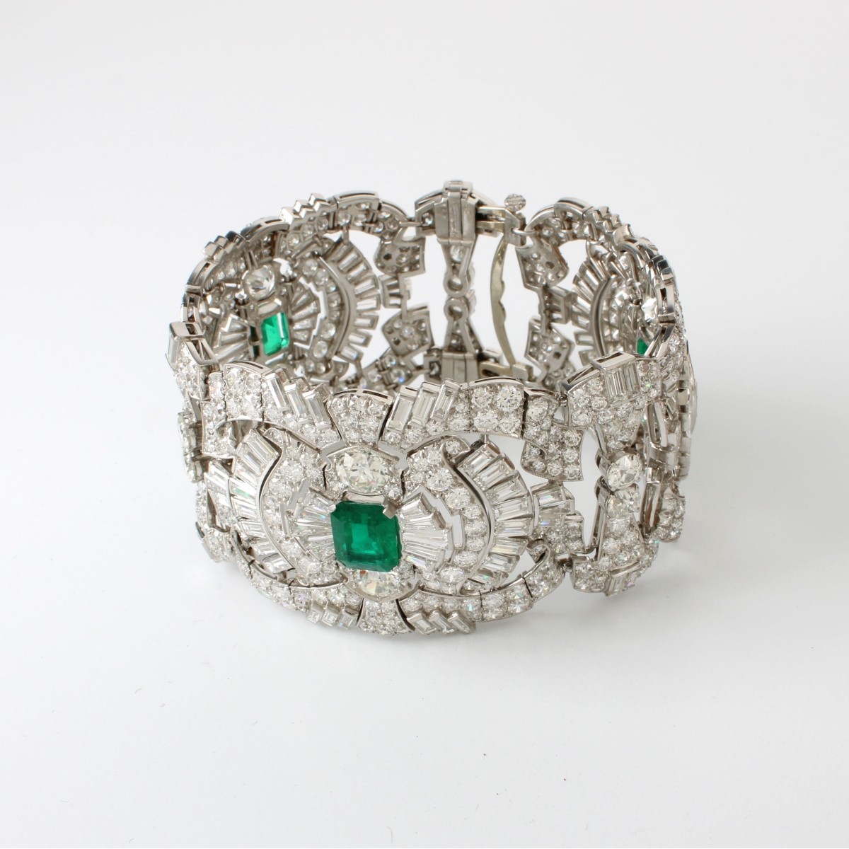 Art Deco Diamond and Emerald Bracelet