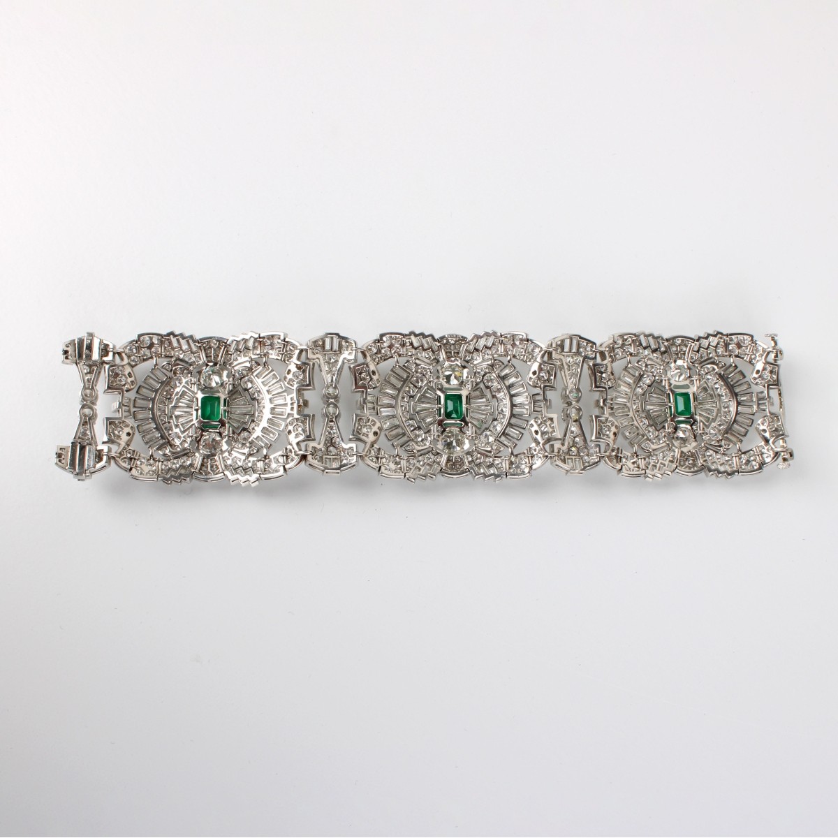 Art Deco Diamond and Emerald Bracelet