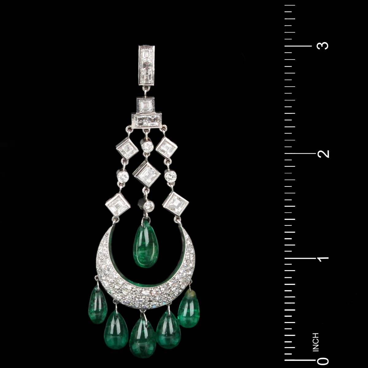 Emerald, Diamond and Platinum Earrings