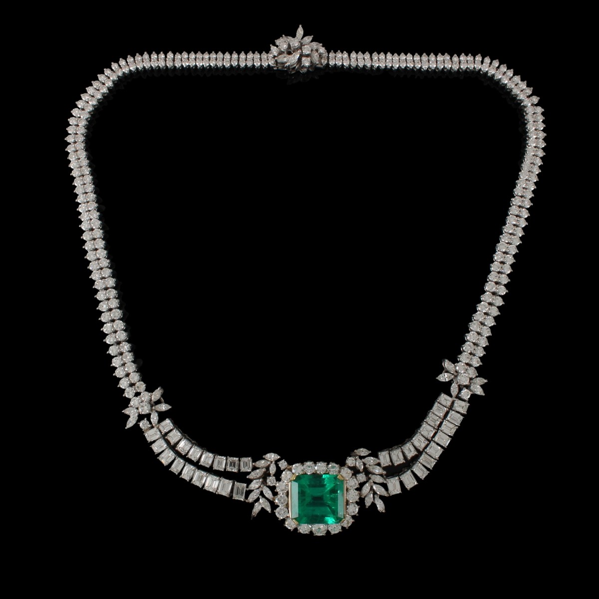Emerald, Diamond and Platinum Necklace