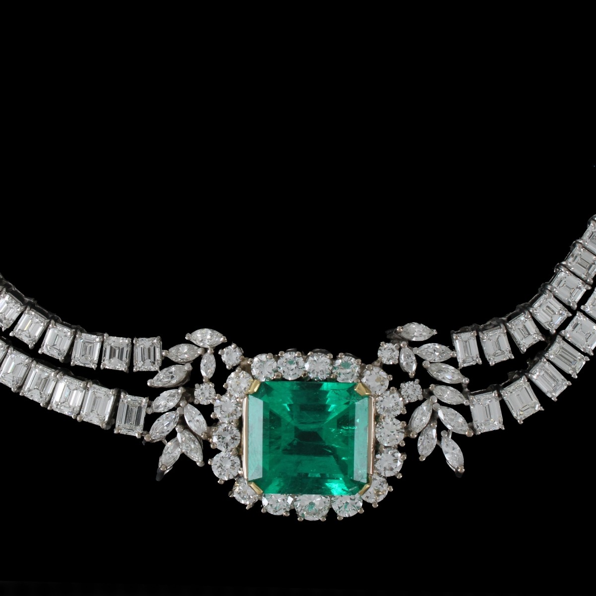 Emerald, Diamond and Platinum Necklace