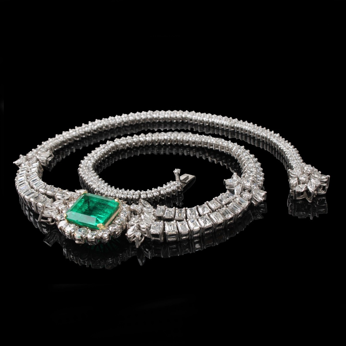 Emerald, Diamond and Platinum Necklace