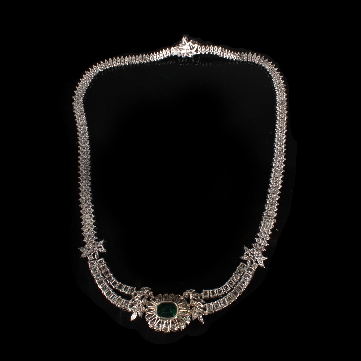 Emerald, Diamond and Platinum Necklace