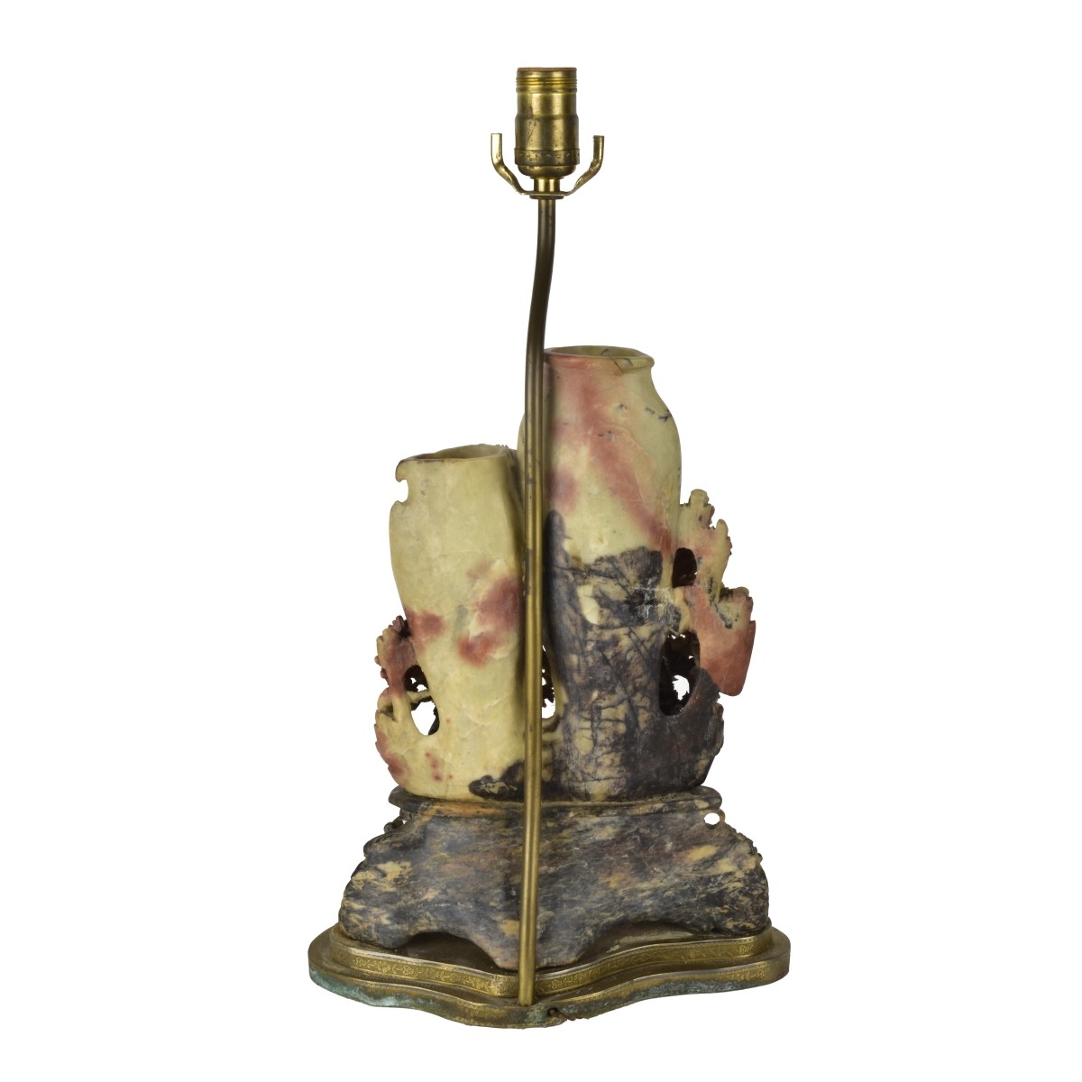Antique Chinese Carved Soapstone Sculpture / Lamp