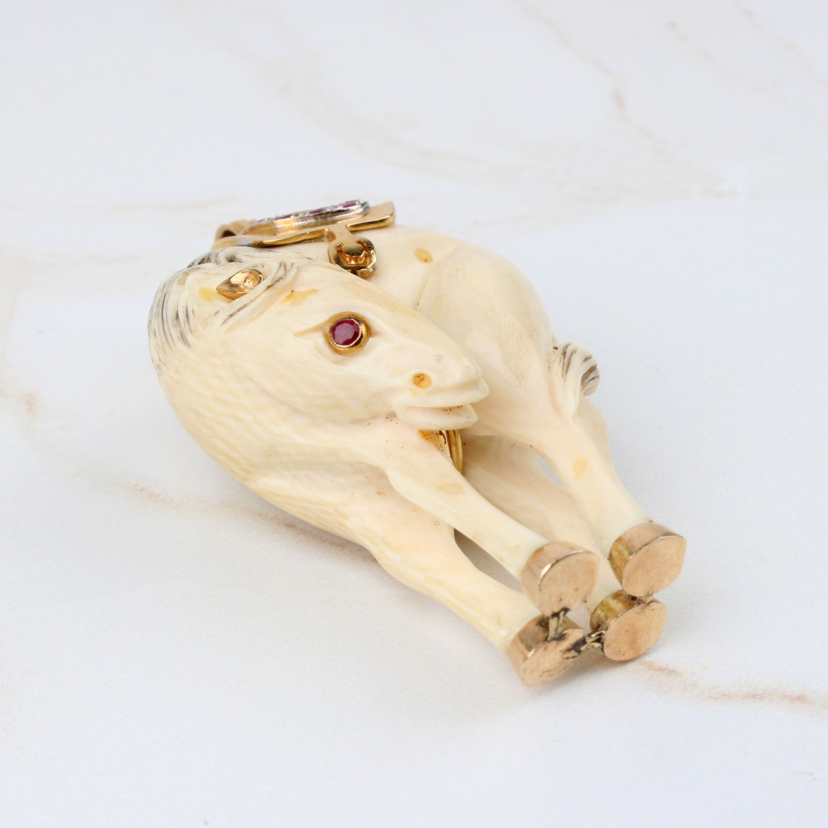 Ruby and 14K Mounted Horse Pendant