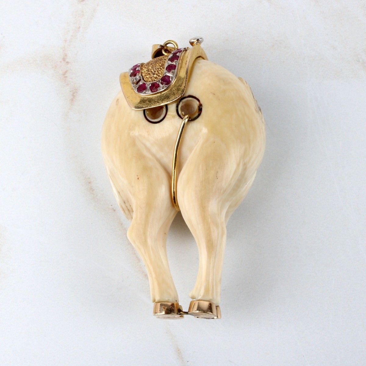 Ruby and 14K Mounted Horse Pendant