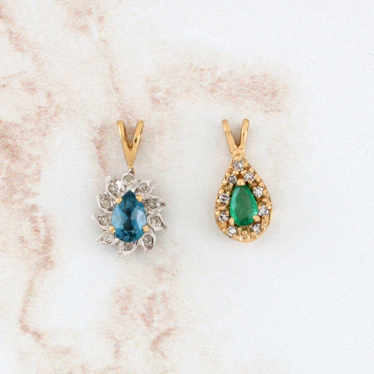 Gemstone, Diamond and 14K Pendants
