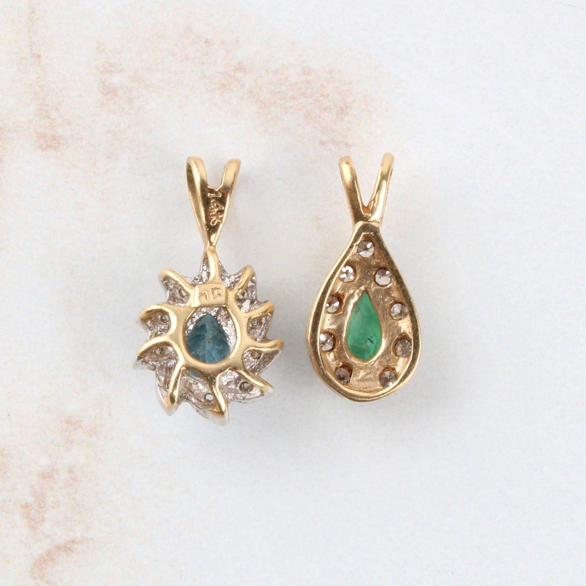Gemstone, Diamond and 14K Pendants