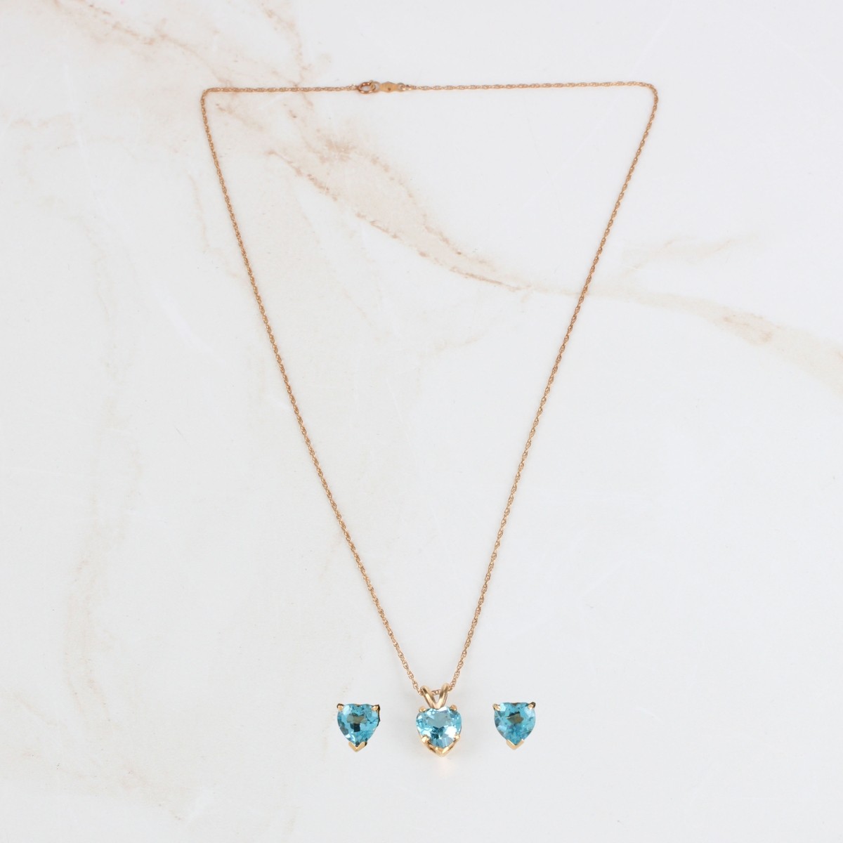 Blue Topaz Necklace and Ear Studs