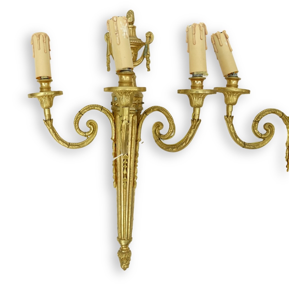 Pair of Gilt Bronze Three Arm Sconces