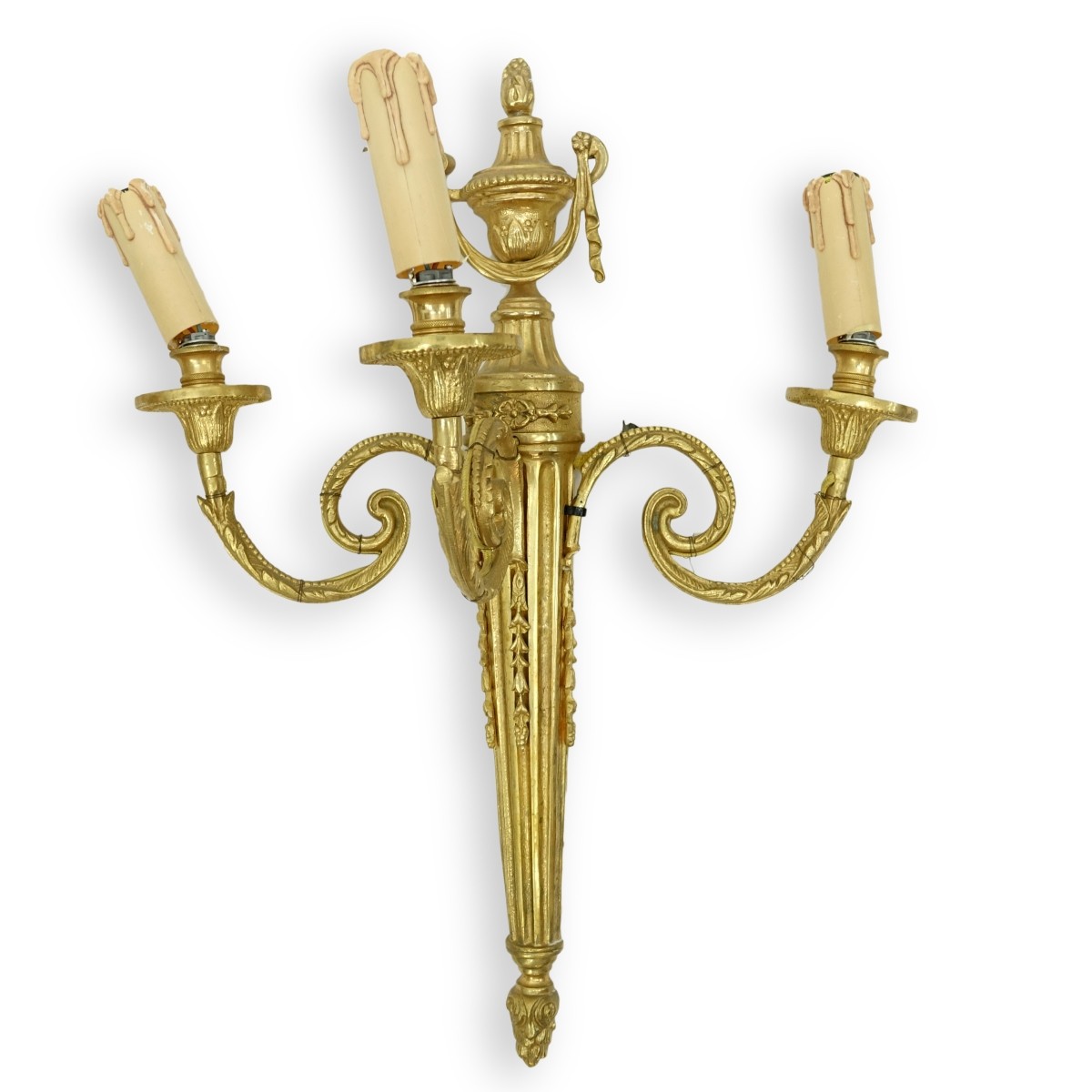 Pair of Gilt Bronze Three Arm Sconces